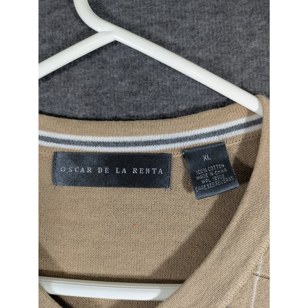 Oscar De La Renta‎ Men's Pullover Beige Striped 100% Cotton Sweater Size XL - Picture 5 of 8